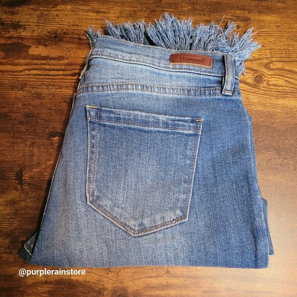 Blanknyc Jeans 28 The Reade Skinny Mid Rise Fringe Hem Boho Western Stretch - Picture 3 of 12